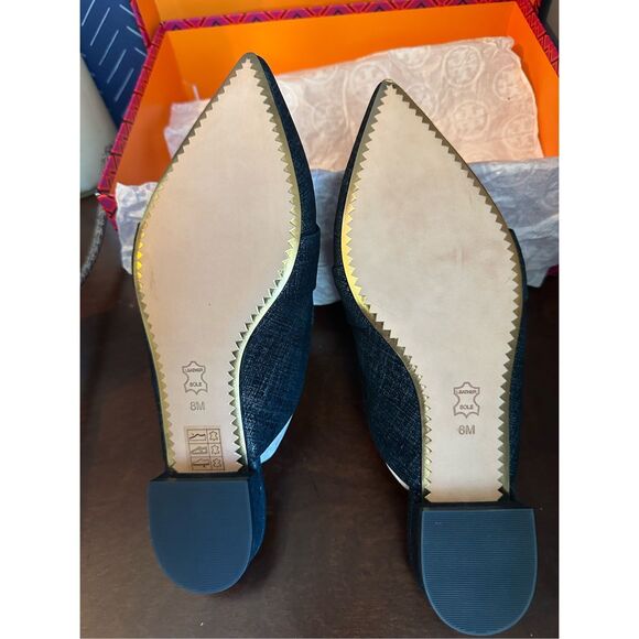 NEW TORY BURCH ROSALIND 20MM MULE PRINTED SUEDE - Blue - Picture 2 of 12